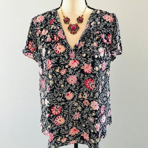 Francesca's Collection Fuchsia & Black Statement Necklace – Gold Tone Vintage St - Picture 5 of 7